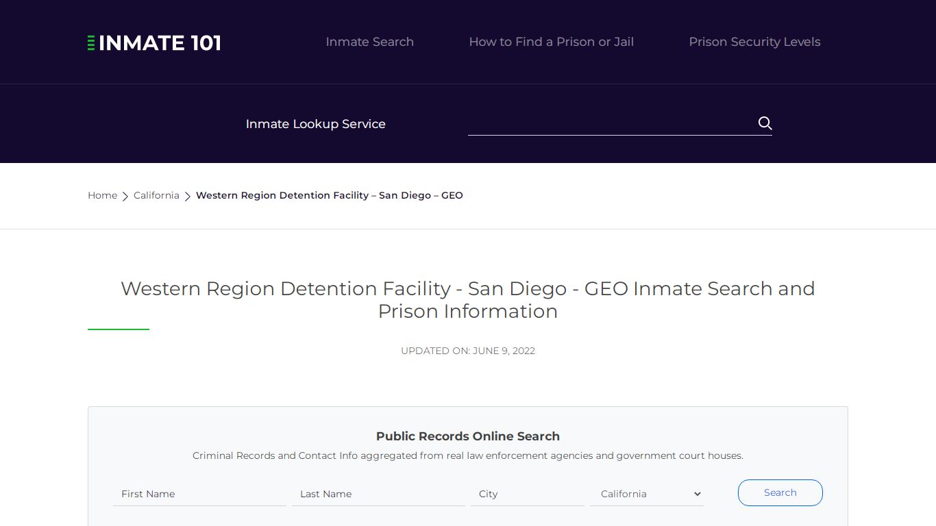 Western Region Detention Facility - Nationwide Inmate Search