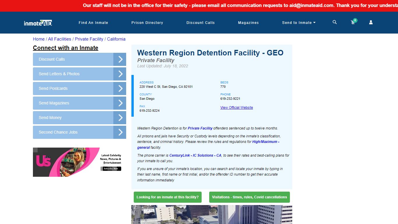 Western Region Detention Facility - GEO - Inmate Search ...